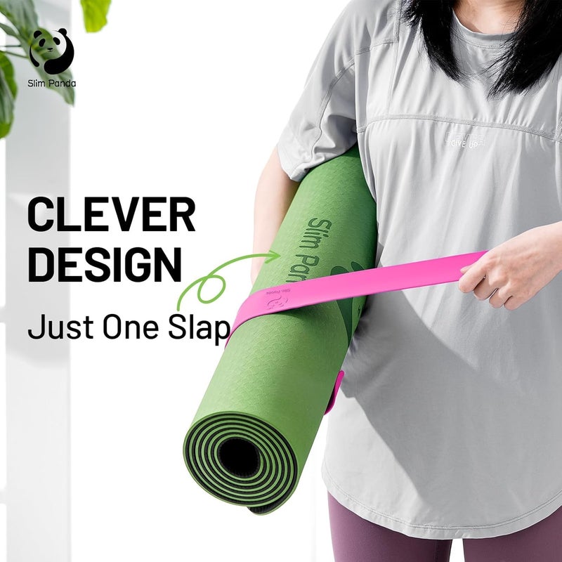 Slim Panda Yoga Mat Strap Slap Band, One Snap Keeps Mats Tightly Rolled, Heavy-Duty Clasp Fits Most Size Mats(24" L X 2" W) - Image 2